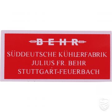 Aufkleber, "Behr, Süddeutsche Kühlerfabrik" für Porsche 356 A/B/C 912