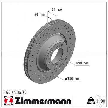 Bremsscheibe ZIMMERMANN Hinterachse links für Porsche 991 Turbo