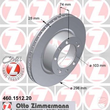 2x Bremsscheibe ZIMMERMANN Vorderachse links+rechts für Porsche 944Turbo/S2 968