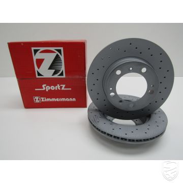 Satz 2x Bremsscheibe (Ø298x24 mm), belüftet, gelocht, ZIMMERMANN Sport, Vorderachse für Porsche 986 Boxster