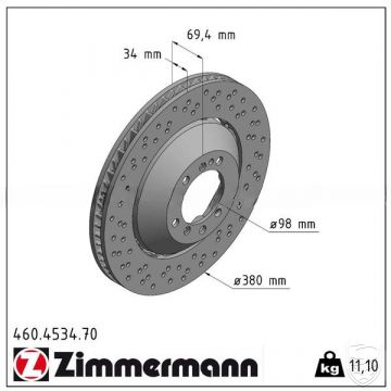 Bremsscheibe ZIMMERMANN Vorderachse links für Porsche Cayman 981 GT4